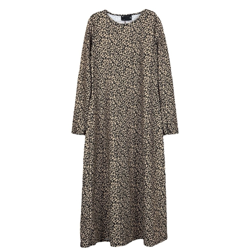 ASOS Leopard Cheetah Animal Print Midi Long Cocktail Dress Tan Black Size US 6